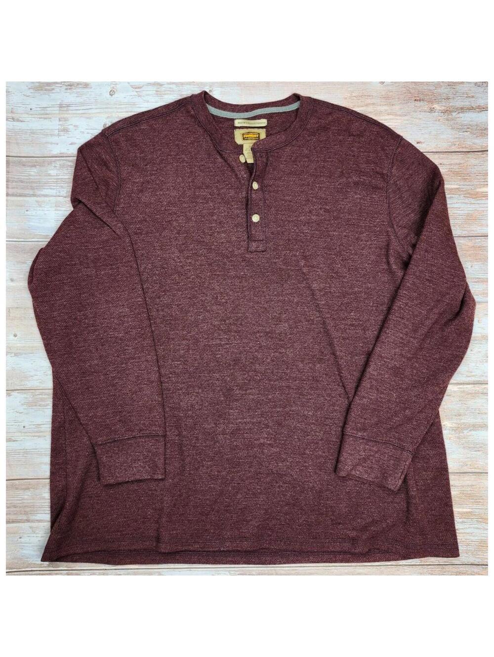 Foundry Supply Co Mens Maroon Long Sleeve Thermal Henley MidWeight Big & Tall 2x